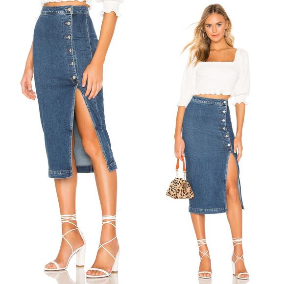 Free People Jasmine Buttoned Midi Skirt - Picture 2 of 8